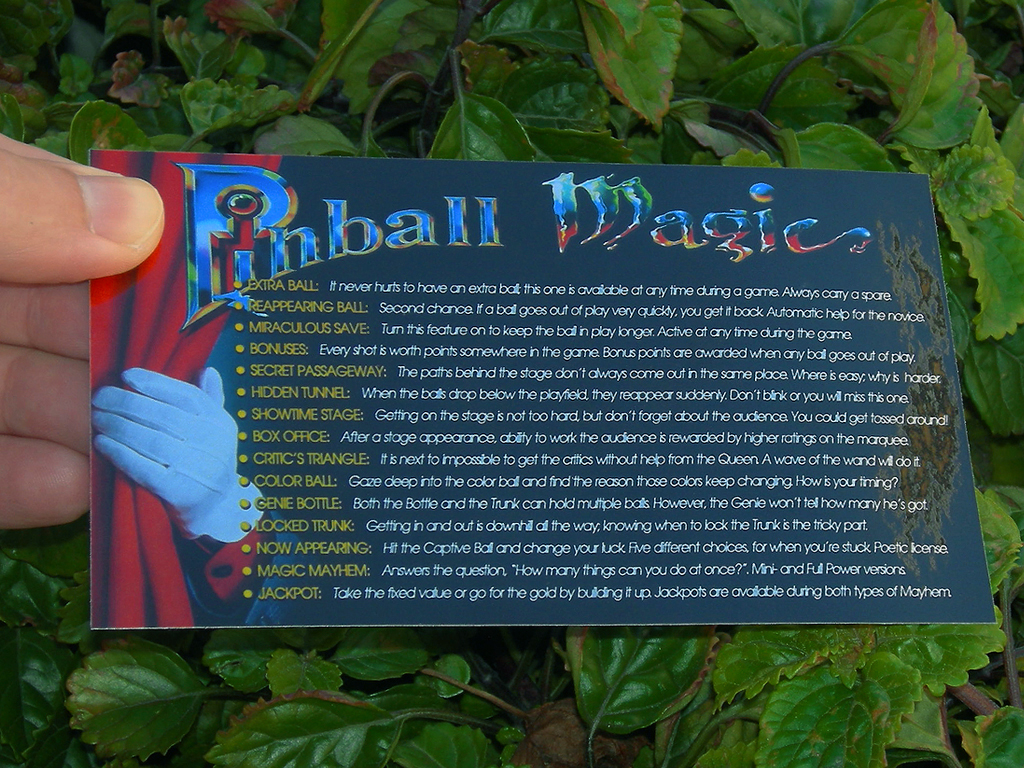 Pinball Magic Custom Pinball Card Rules print1