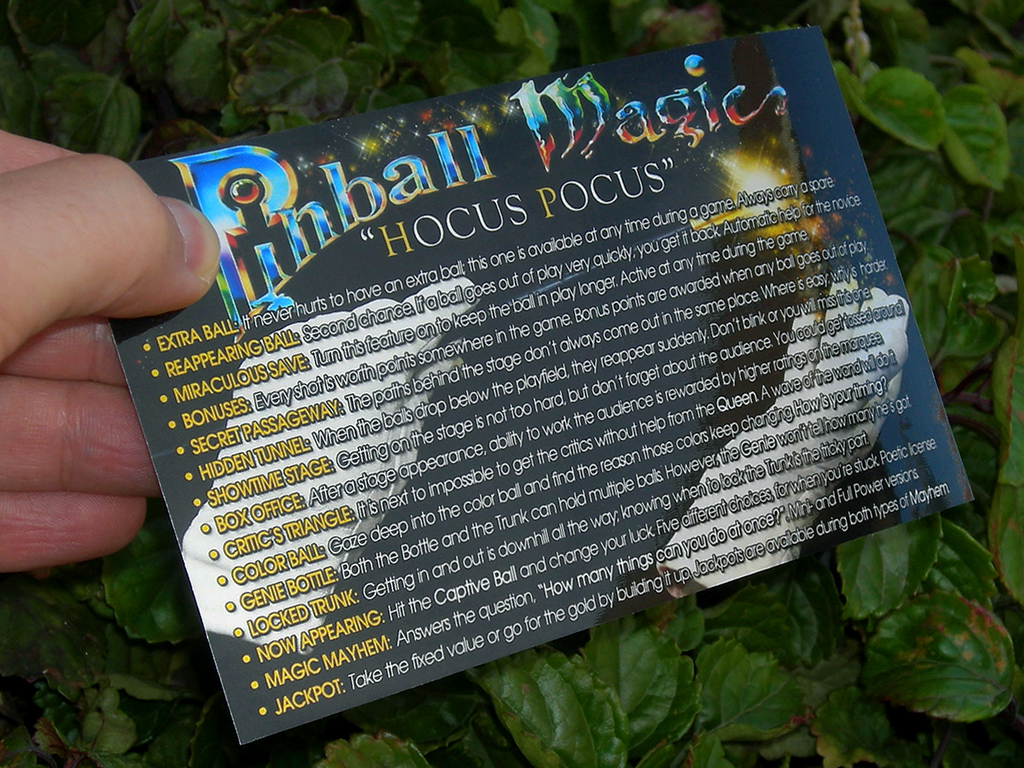 Pinball Magic Custom Pinball card Rules2 print3c
