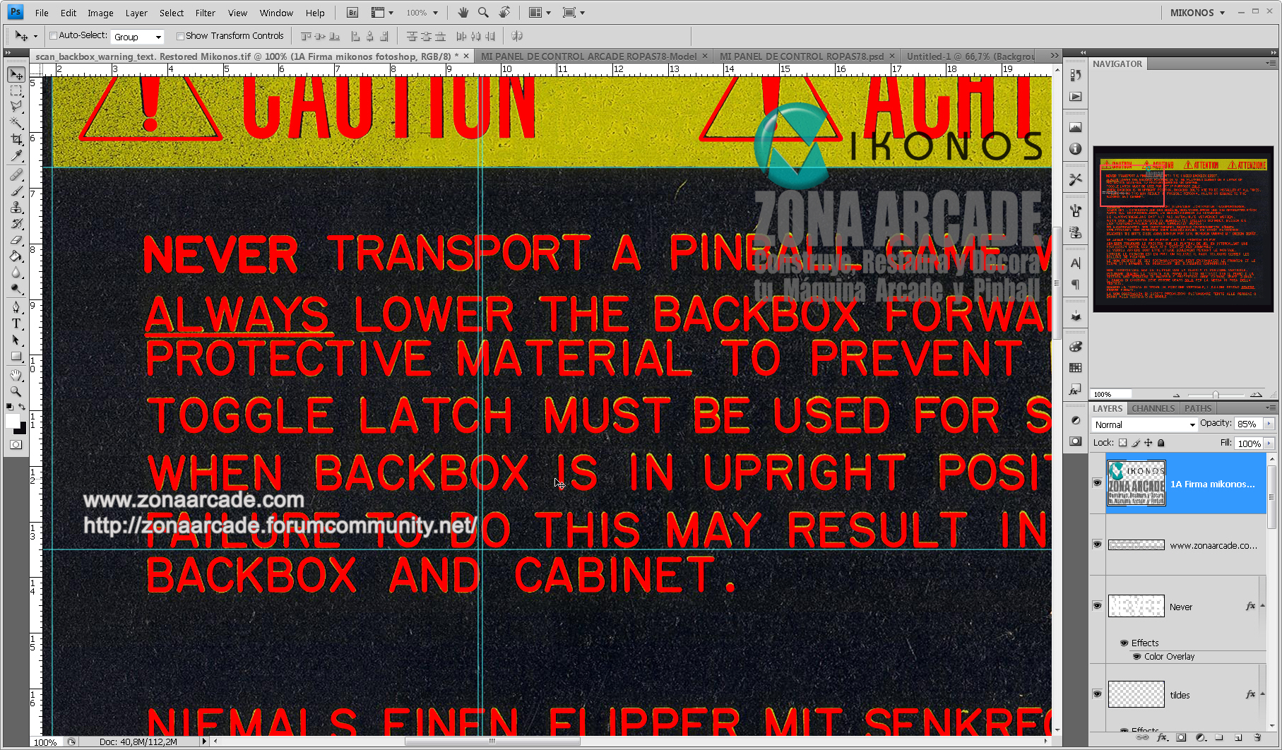 Backbox Williams Pinball Warning Text. In restoration Mikonos3