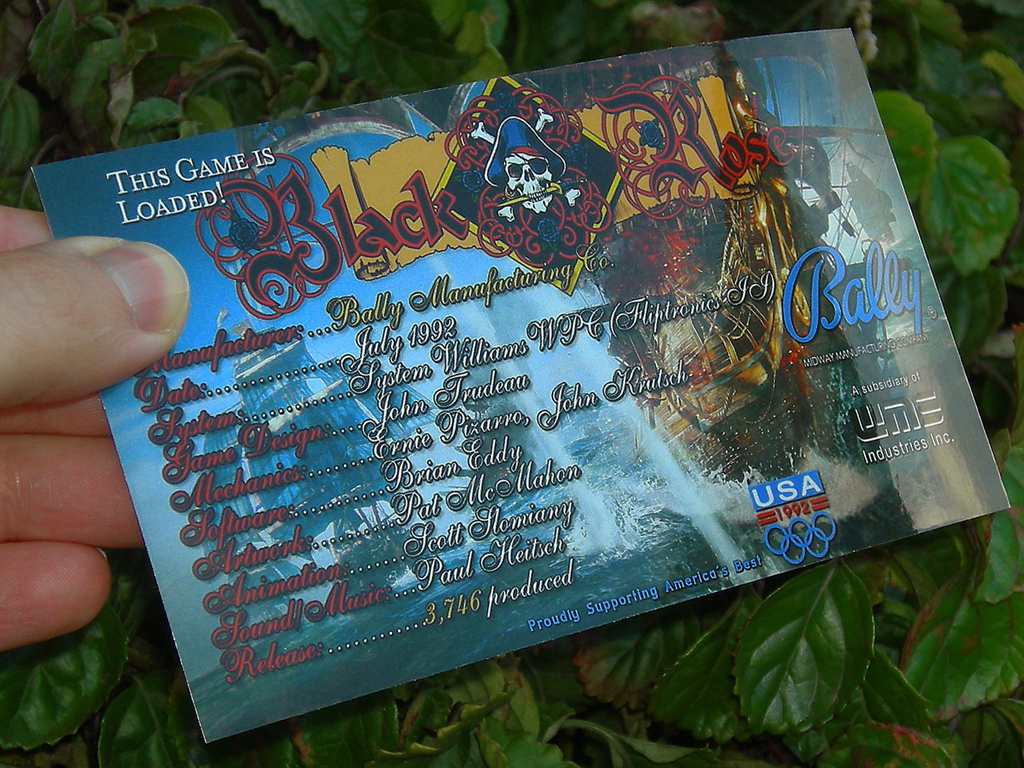 Black Rose Custom Pinball Cards - Crew print3c