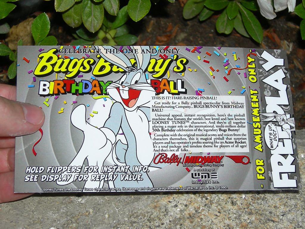 Bugs Bunny's Birthday Ball Custom Pinball Card Free Play print1a