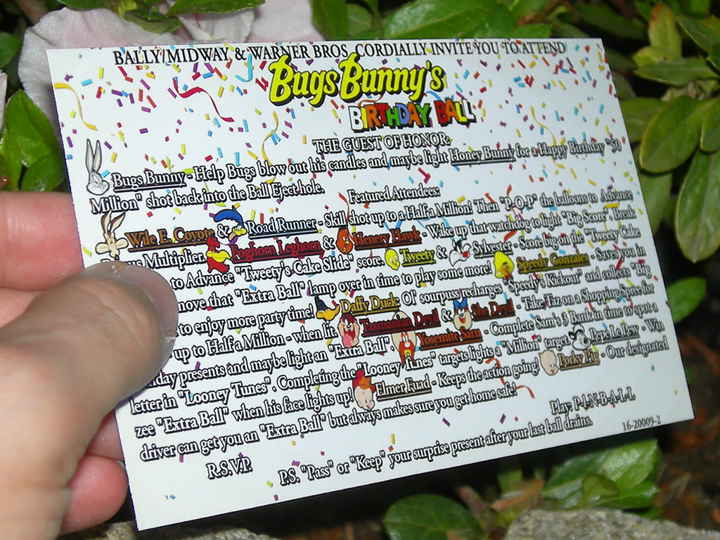 Bugs Bunny's Birthday Ball Custom Pinball Card Rules print3a