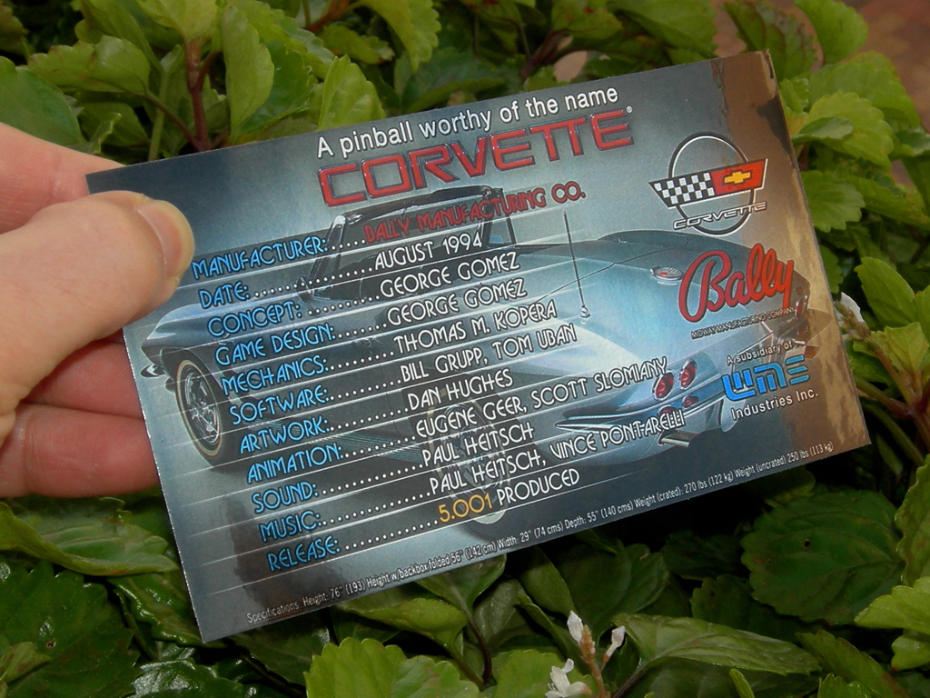 Corvette Custom Pinball Cards Crew print2