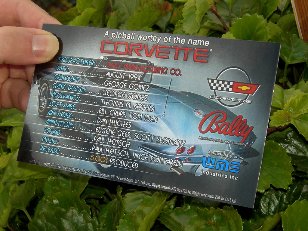 Corvette Custom Pinball Cards Crew print3