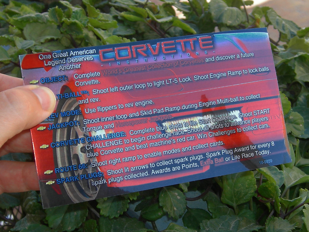 Corvette Custom Pinball Cards Rules print2