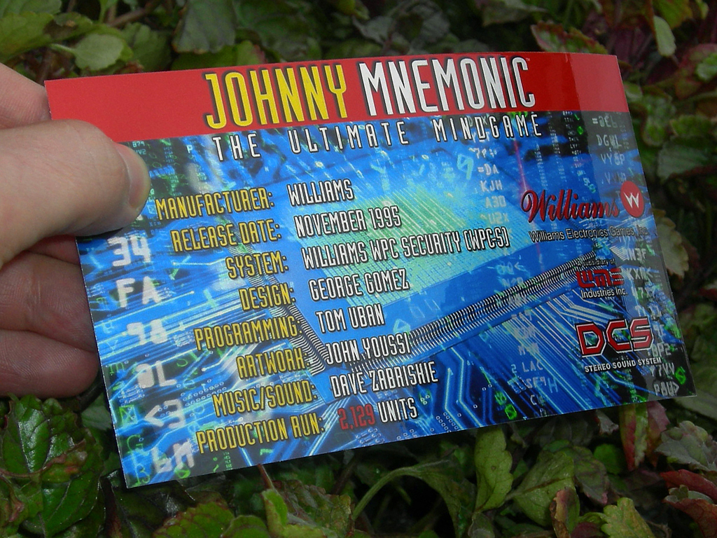 Johnny Mnemonic Custom Pinball Cards Crew print3c