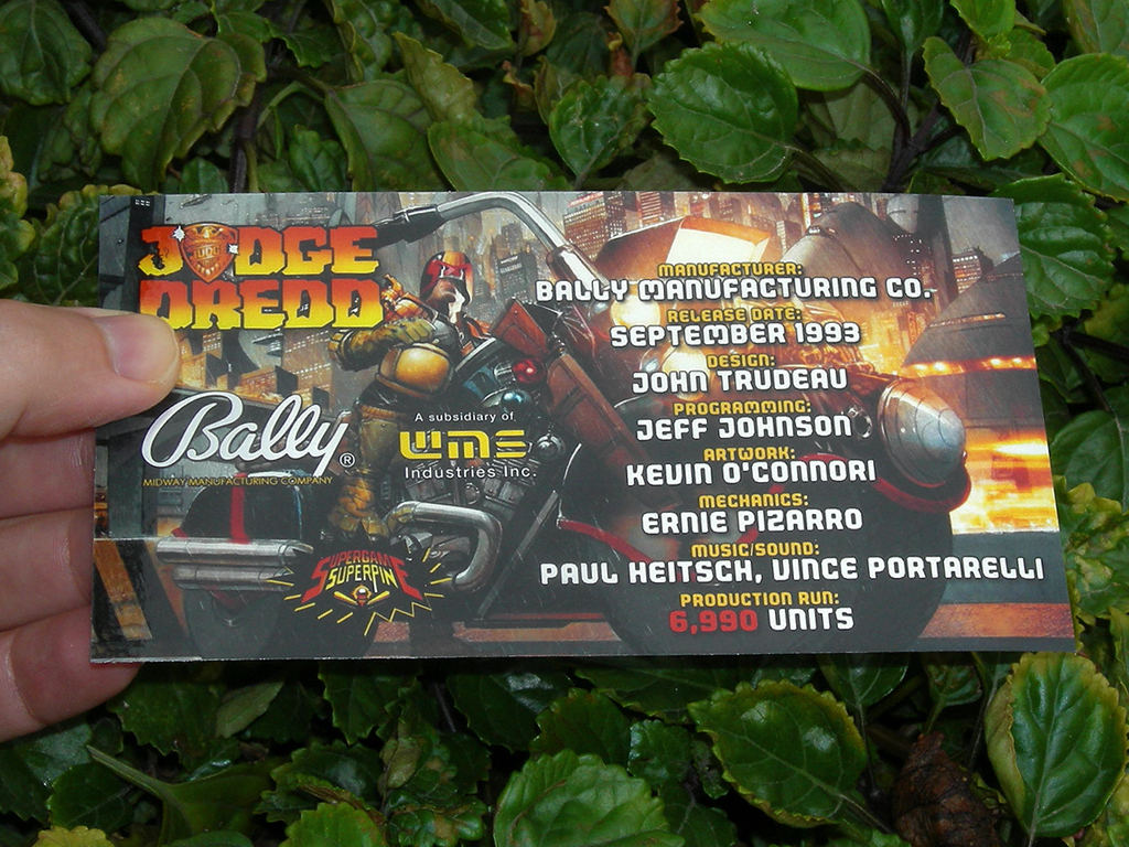 Judge Dredd Custom Pinball Card - Crew print1c