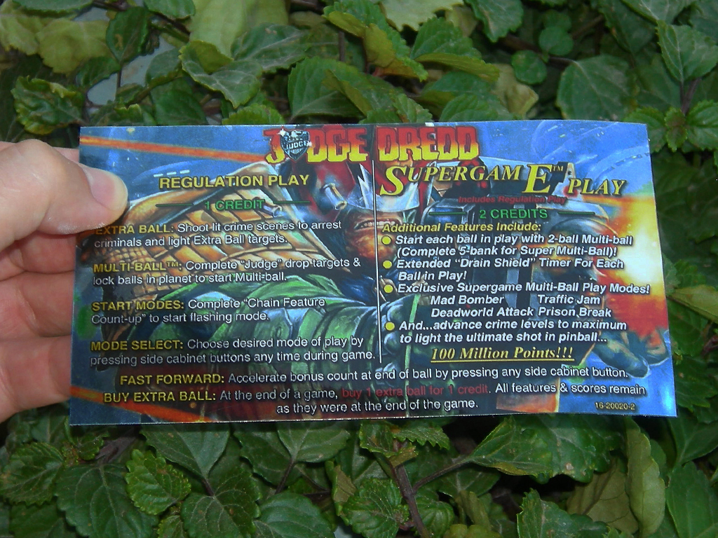 Judge Dredd Custom Pinball Card - Rules print1