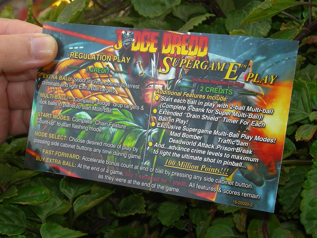 Judge Dredd Custom Pinball Card - Rules print2c
