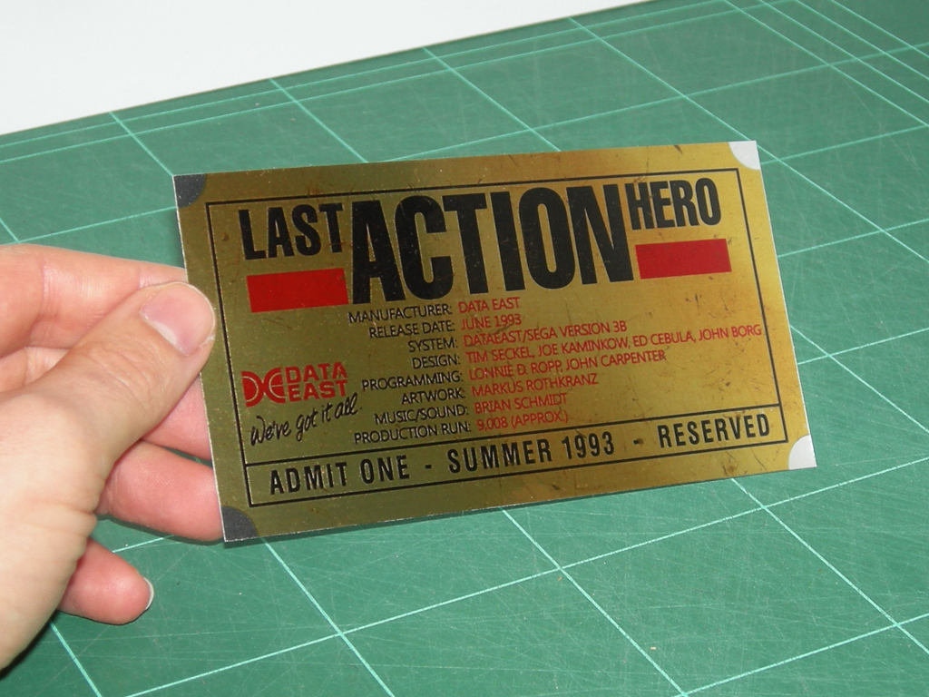 Last Action Hero Pinball Custom Cards - Crew print1