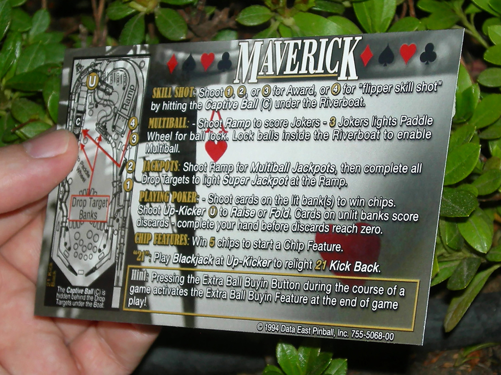 Maverick Custom Pinball Card Rules print2a