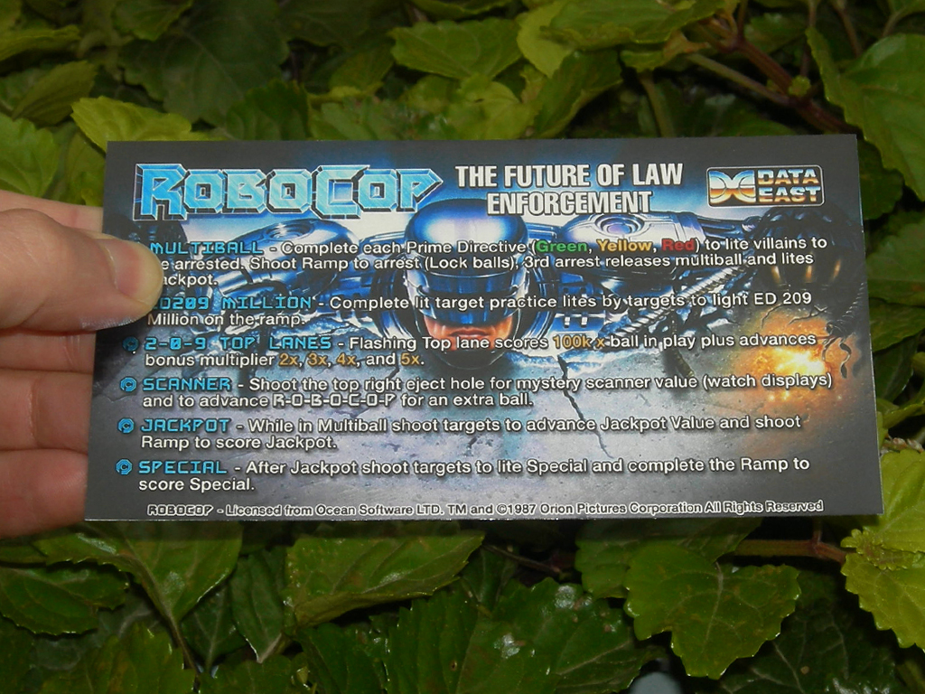 Robocop Custom Pinball Card Rules print1