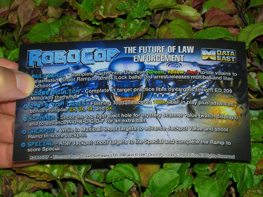 Robocop Custom Pinball Card Rules print1c