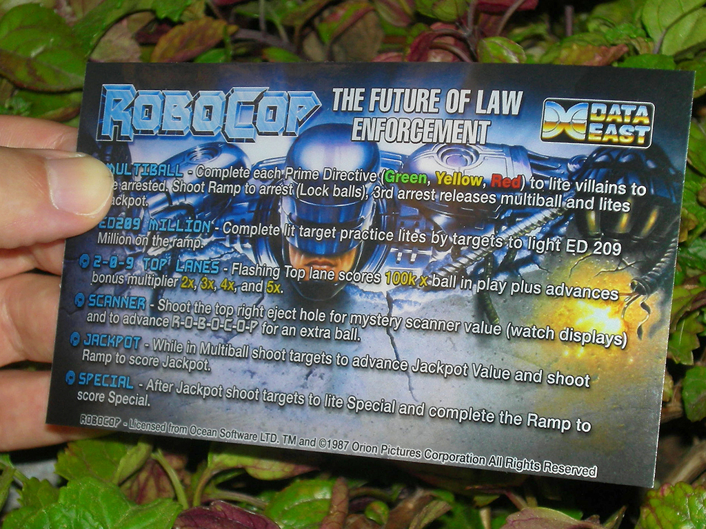 Robocop Custom Pinball Card Rules print2c