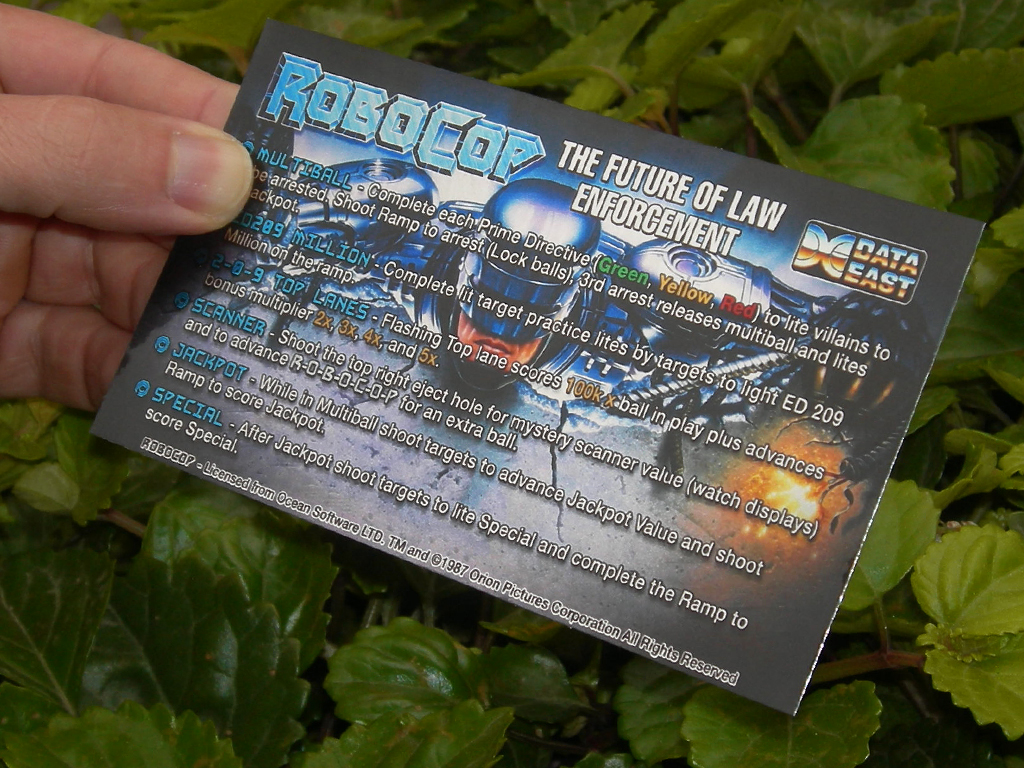 Robocop Custom Pinball Card Rules print3