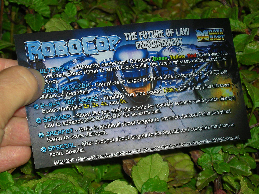 Robocop Custom Pinball Card Rules print3c