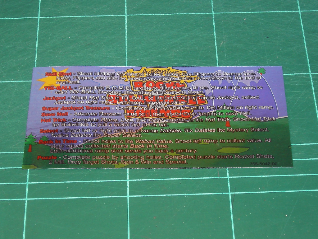 Rocky and Bullwinkle Pinball Custom Card - Instructions print1