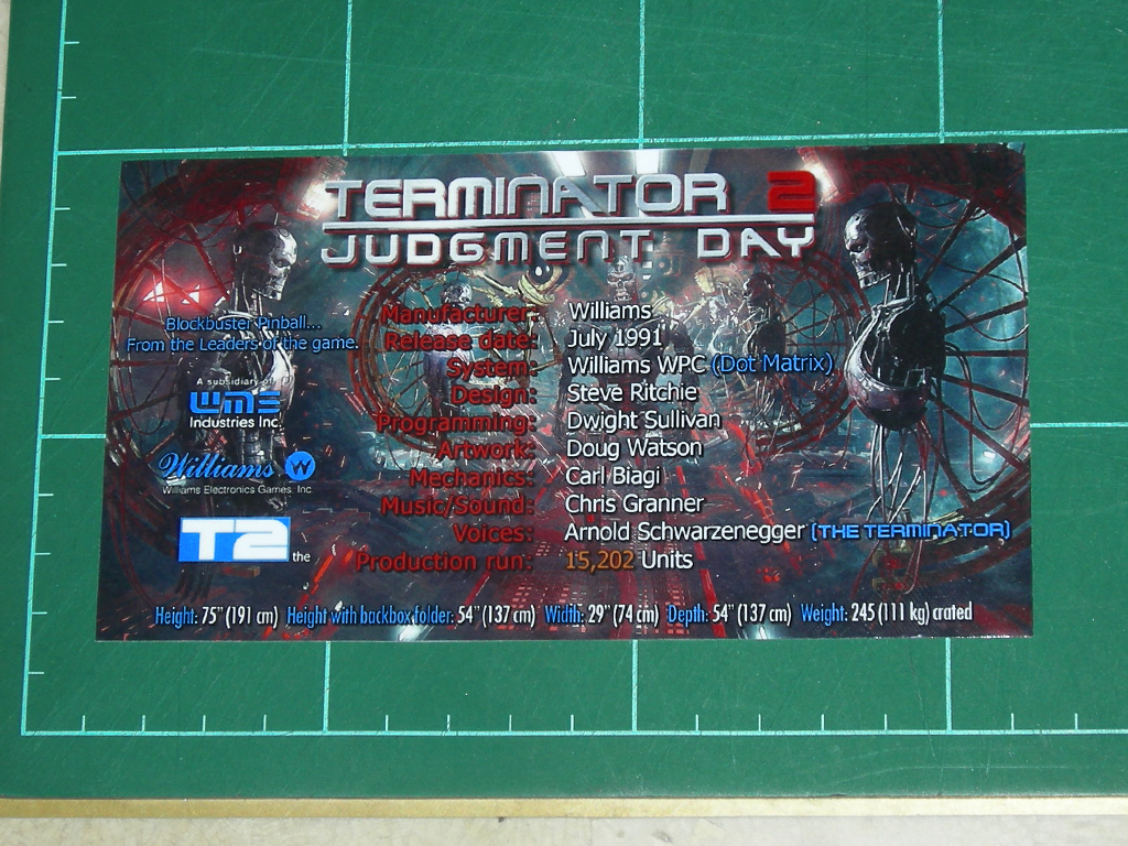Terminator 2 Custom Pinball Card Crew print1a