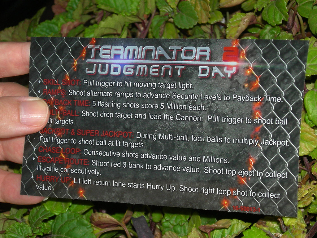 Terminator 2 Custom Pinball Card Rules print2c