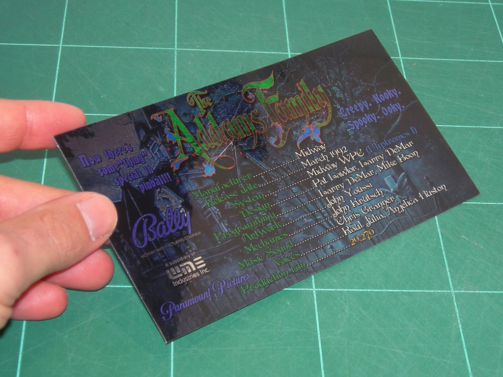 The Addams Family Custom Pinball Card - Crew print2