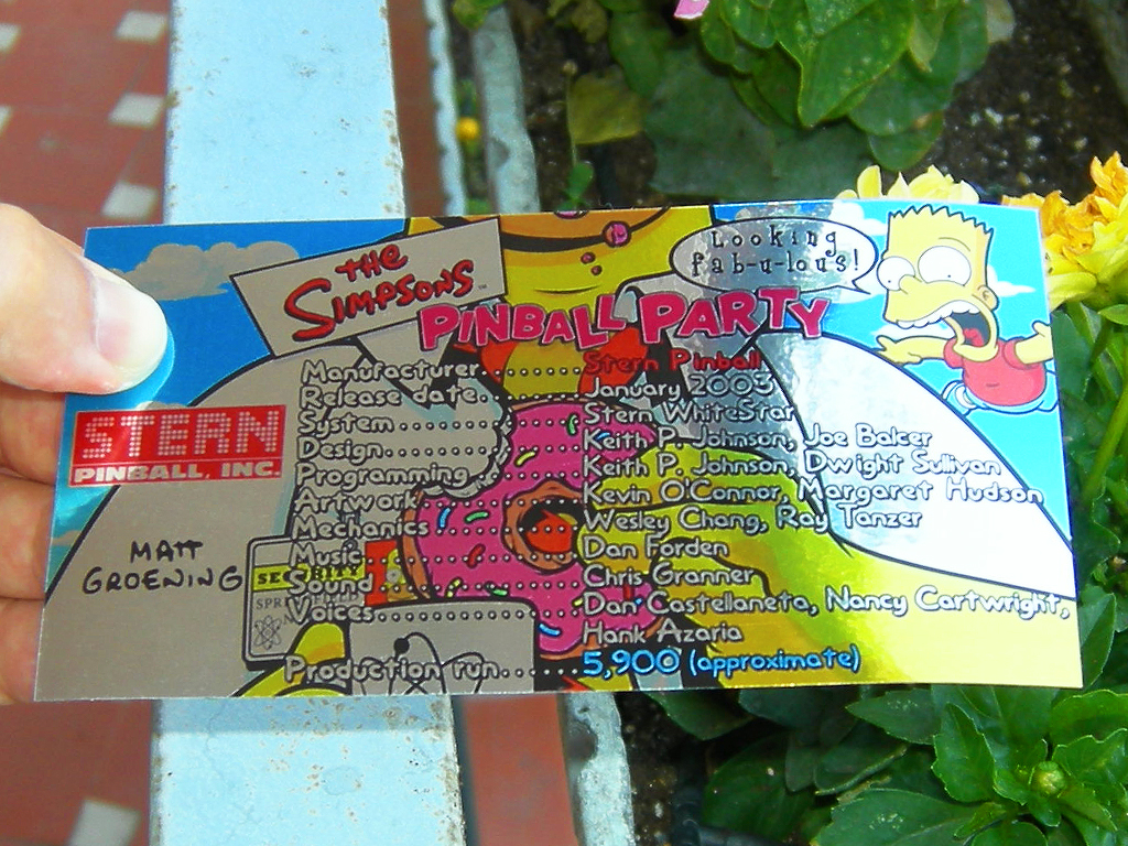 The Simpsons Pinball Party Custom Card - Crew print1