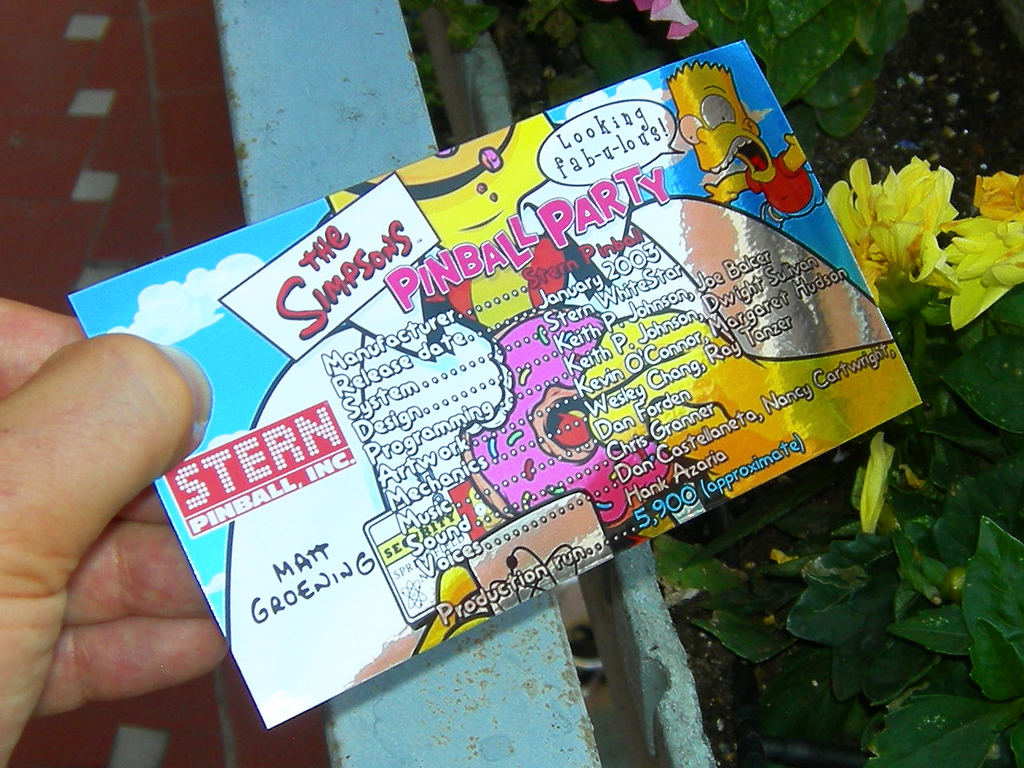 The Simpsons Pinball Party Custom Card - Crew print2