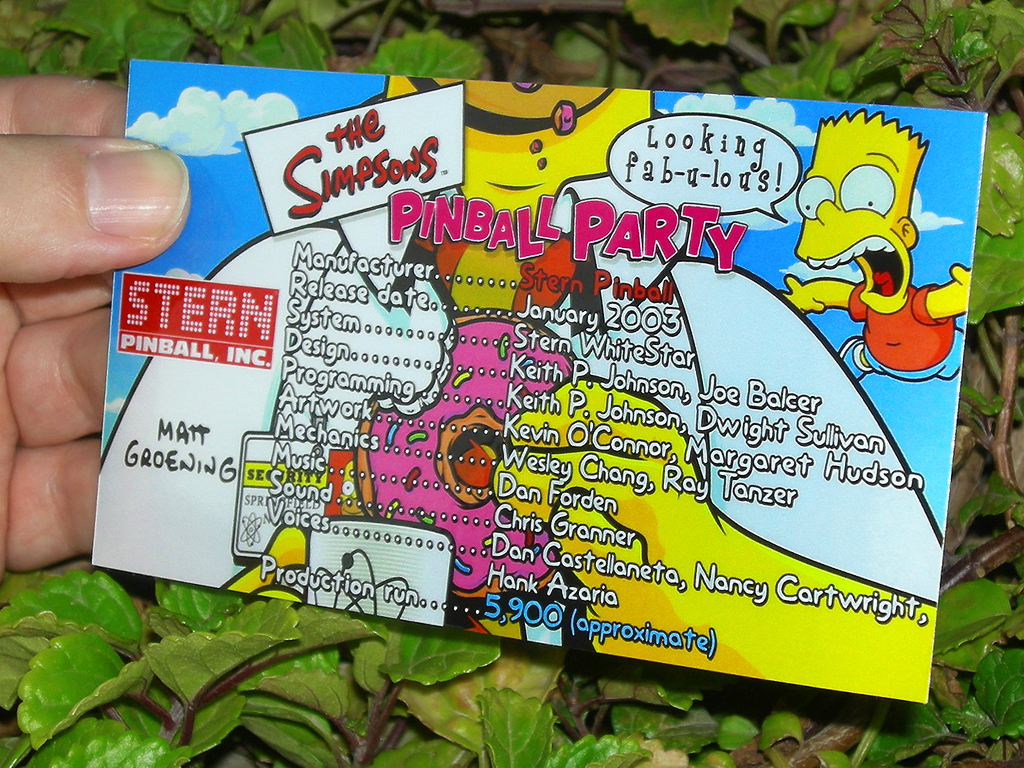 The Simpsons Pinball Party Custom Card - Crew print2