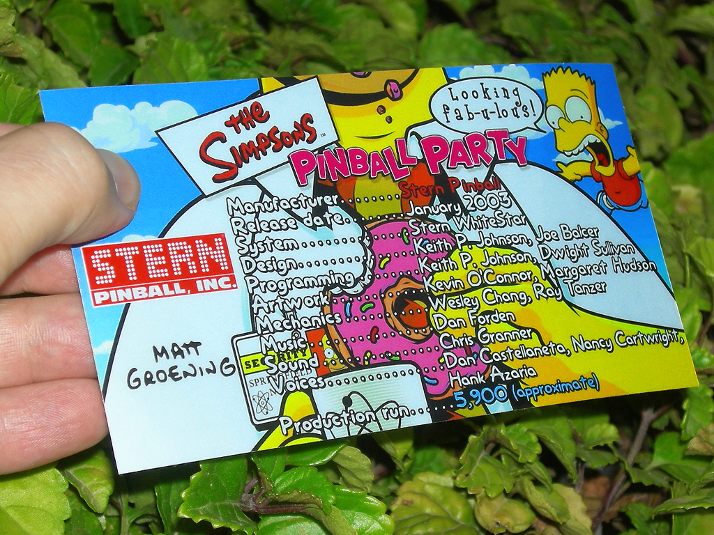 The Simpsons Pinball Party Custom Card - Crew print3