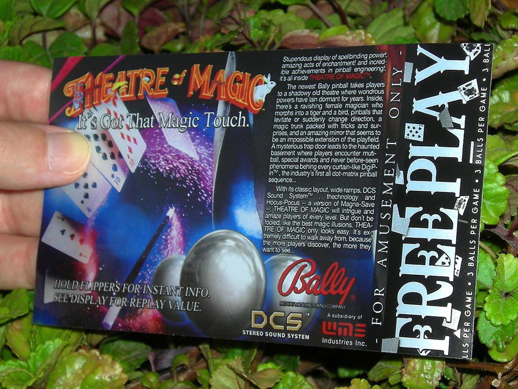 Theatre Of Magic Pinball Custom Card Free Play print2c