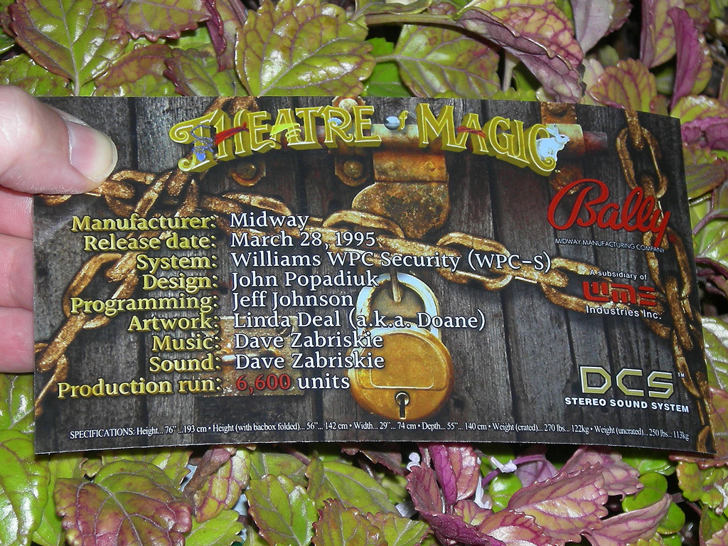 Theatre Of Magic Pinball Custom Card Crew print1c