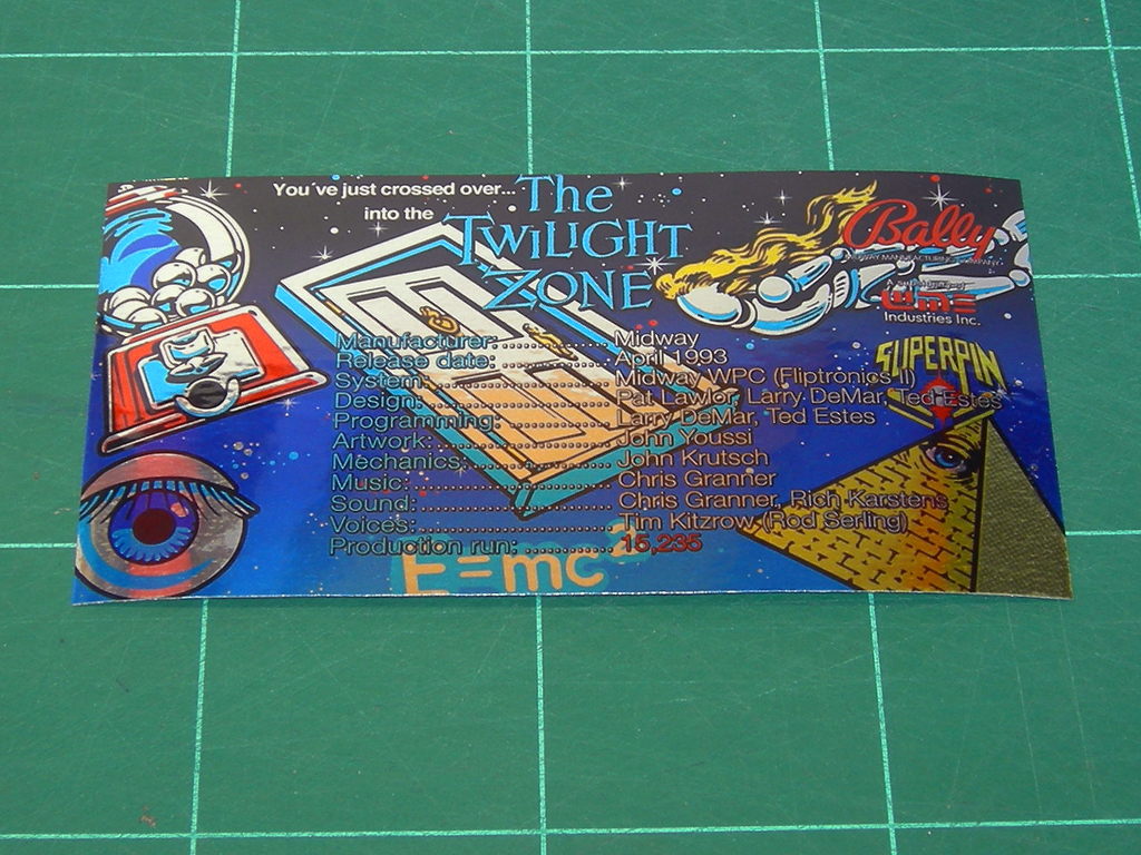 Twilight Zone Pinball Custom Cards - Crew print1