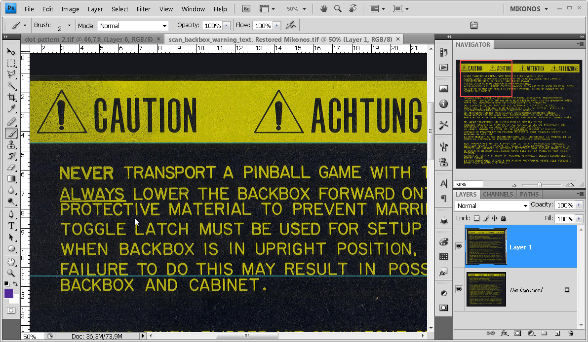 Backbox pinball Warning Text2