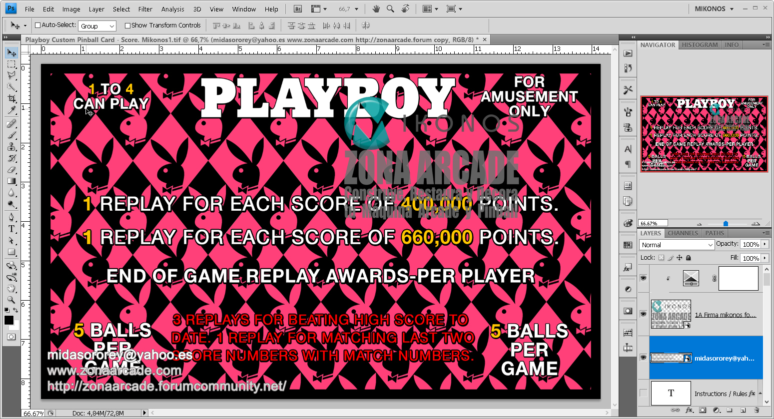 Playboy Custom Pinball Card - Score. Mikonos1