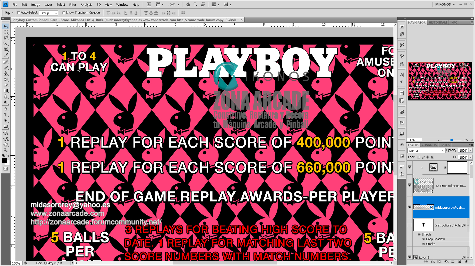 Playboy Custom Pinball Card - Score. Mikonos2