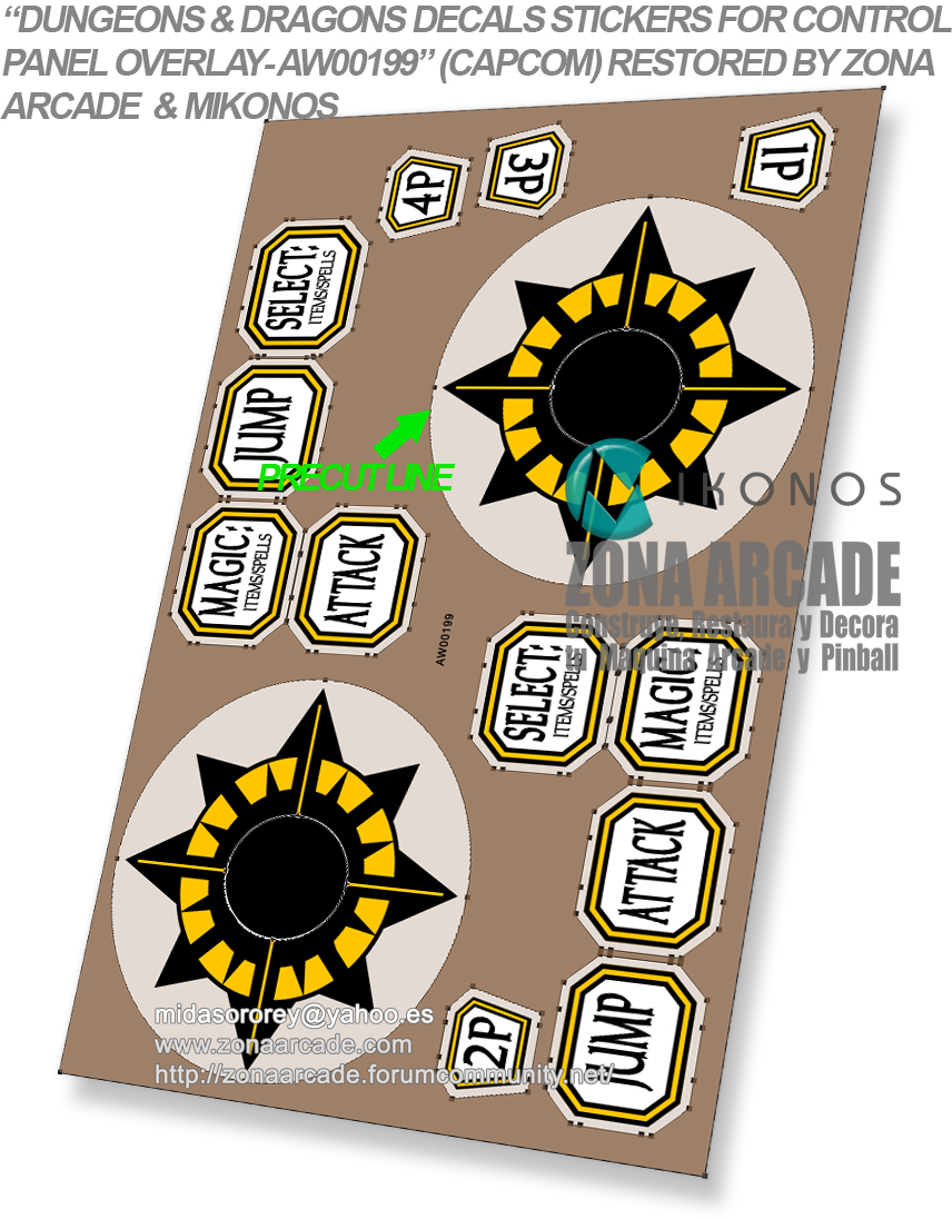 Dungeons & Dragons Shadow over Mystara Complete Decal Stickers for CPO. Restored Mikonos2