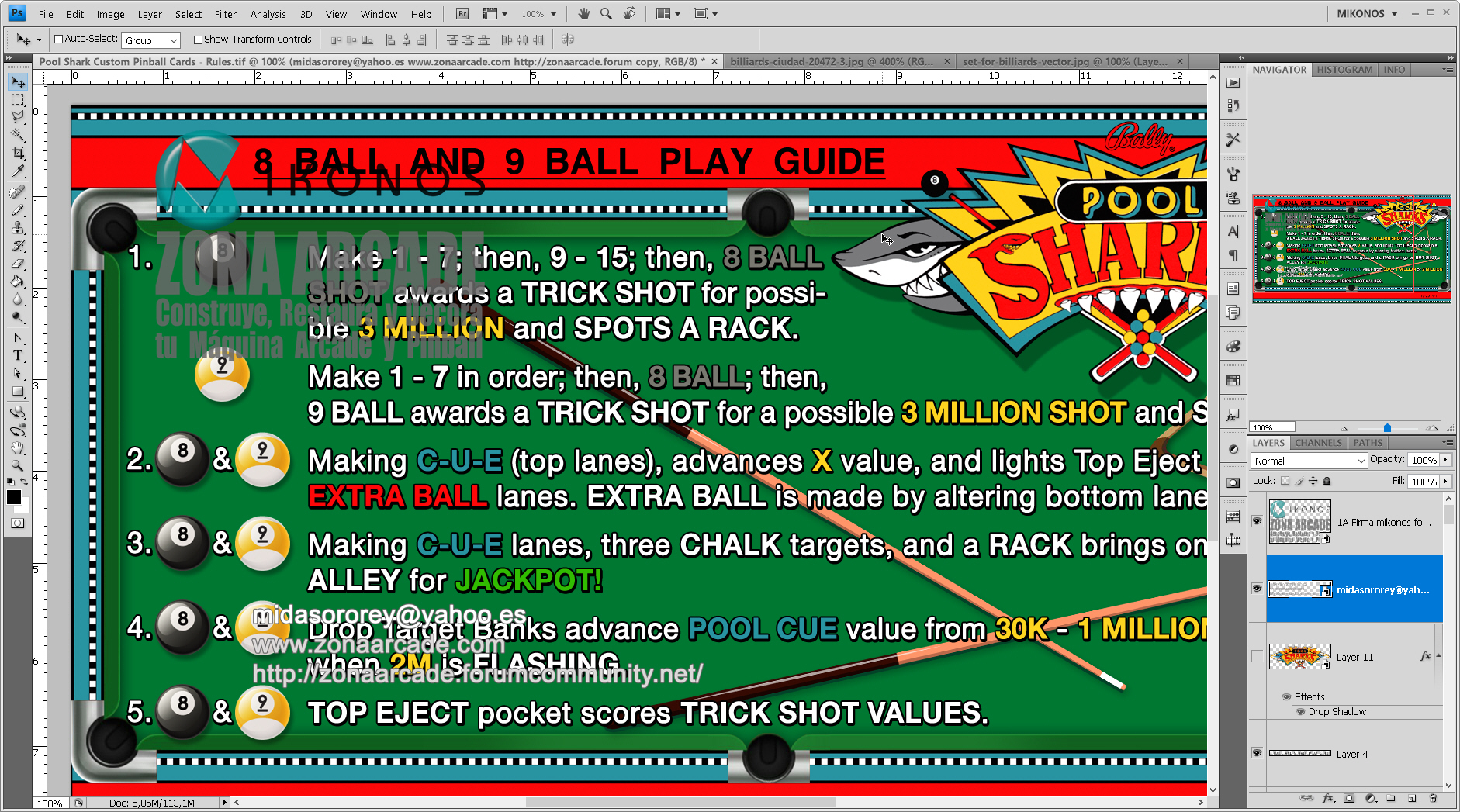 Pool Shark Pinball Card Customized - Rules. Mikonos1
