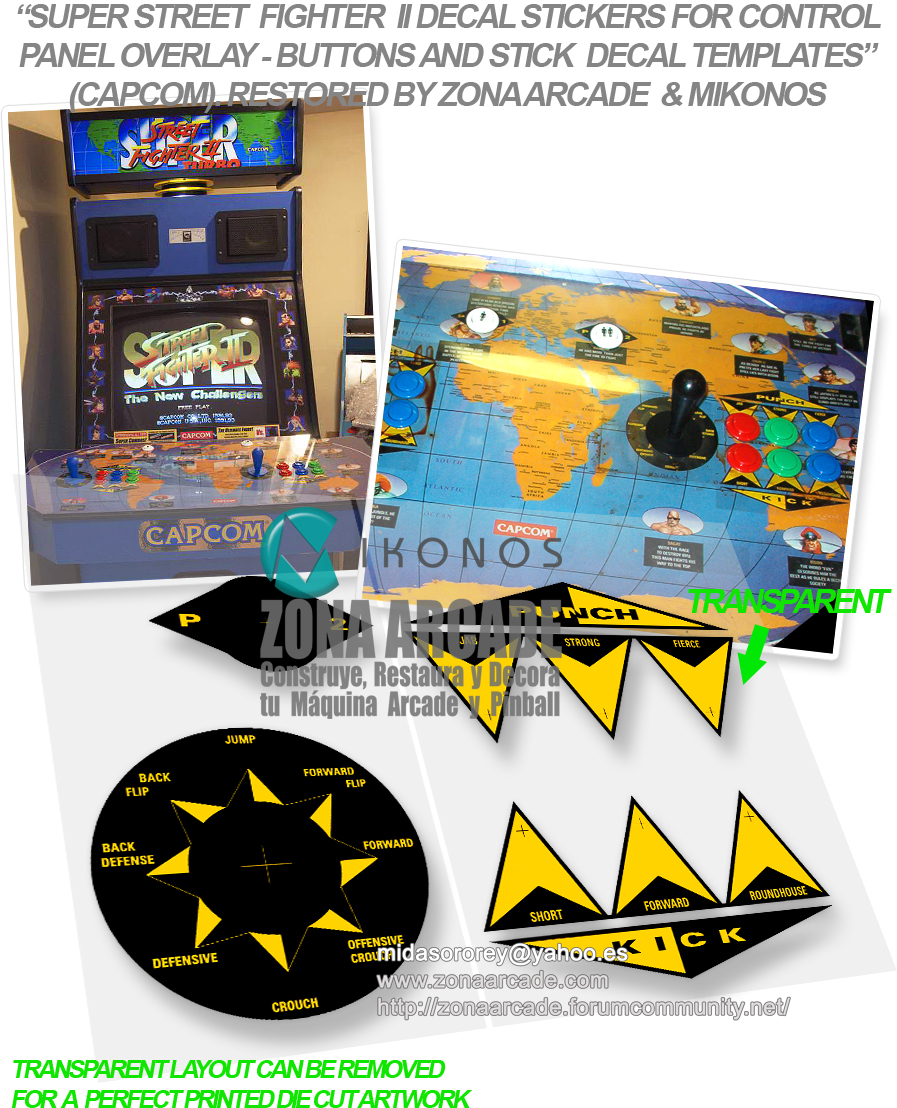 Street Fighter Arcade Control Panel Artwork Stickers Graphics Sticker 