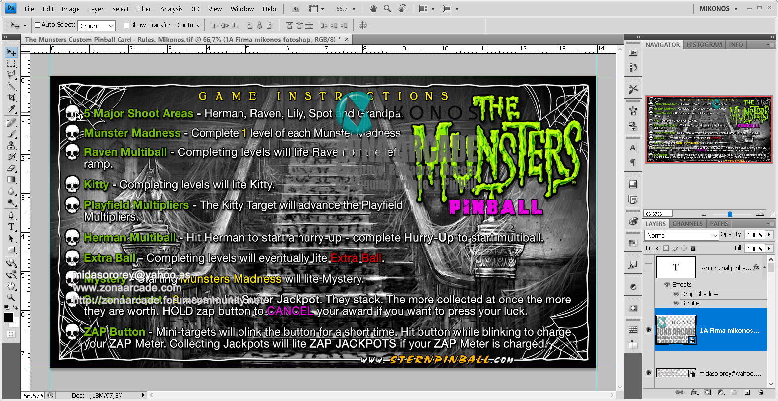The Munsters Pinball Card Customized - Rules. Mikonos1