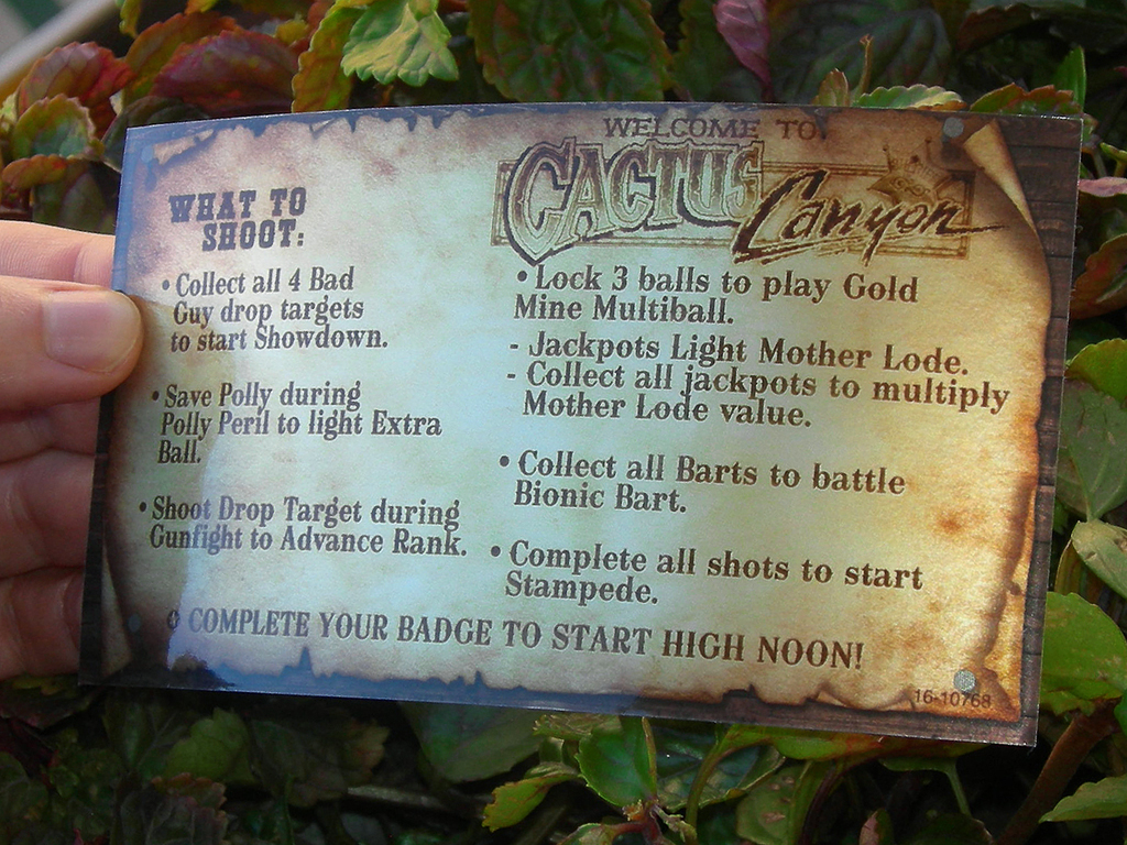 Cactus Canyon Custom Pinball Card Rules print2c