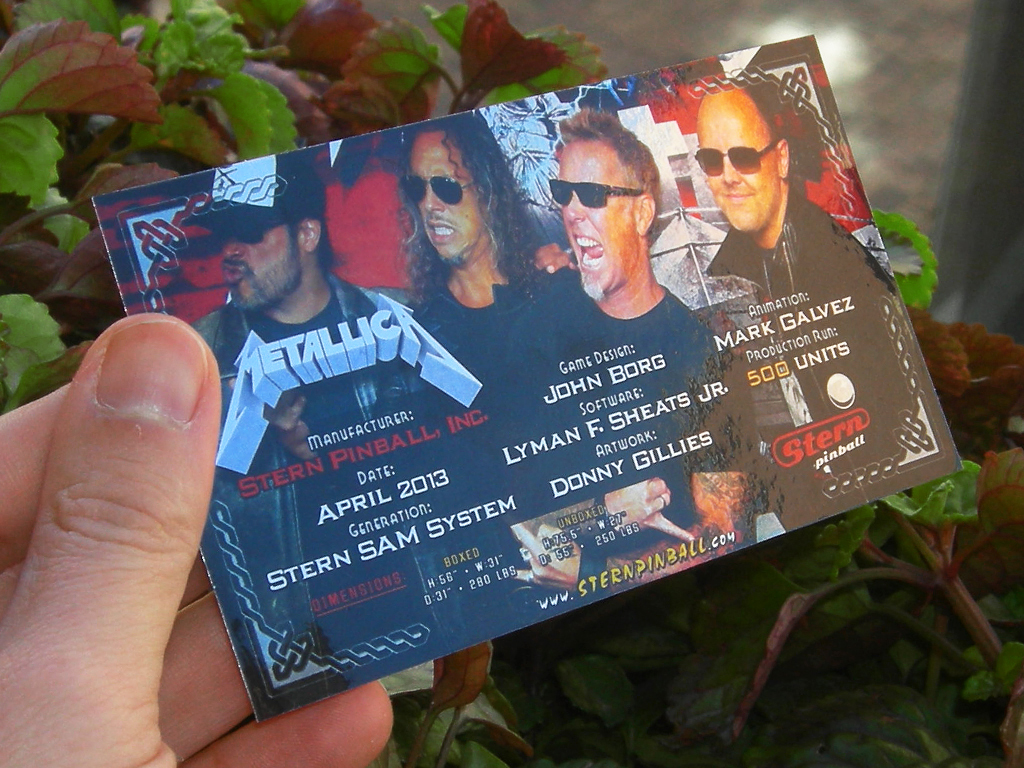 Metallica Custom Pinball Card Crew print3
