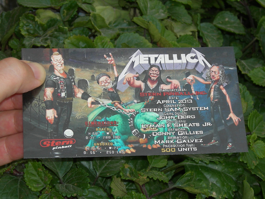 Metallica Custom Pinball Card Crew2 print1