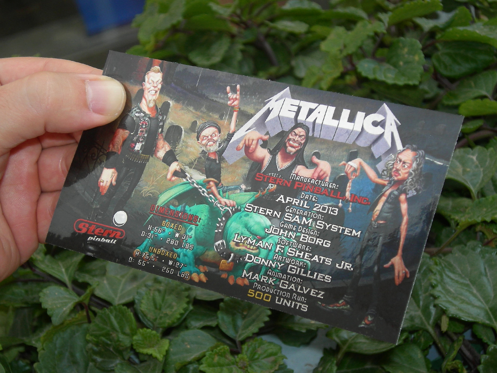 Metallica Custom Pinball Card Crew2 print2