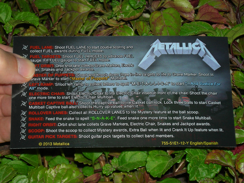 Metallica Custom Pinball Card Rules print1c