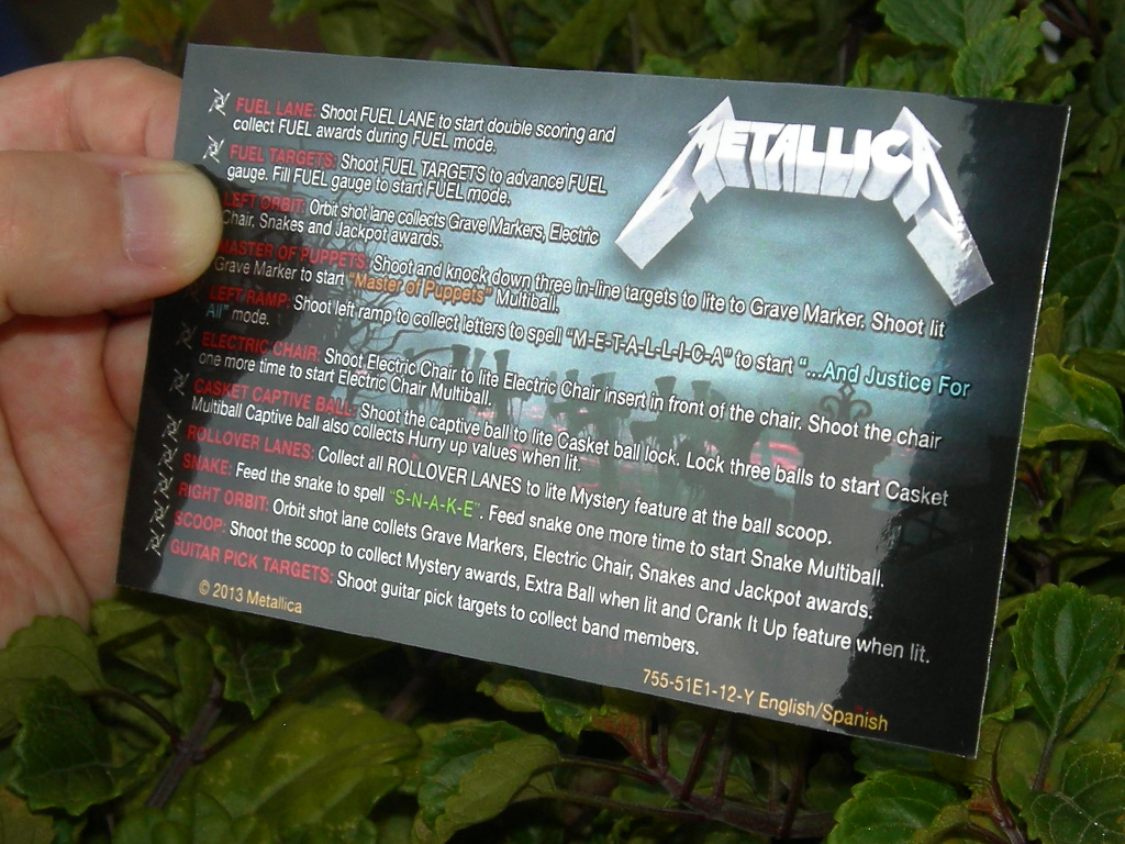 Metallica Custom Pinball Card Rules print2