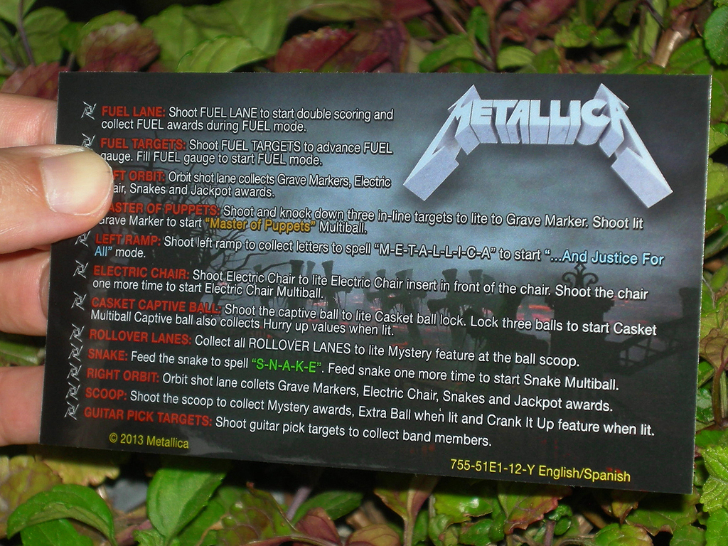 Metallica Custom Pinball Card Rules print2c