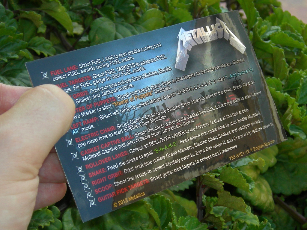 Metallica Custom Pinball Card Rules print3