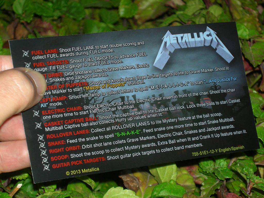 Metallica Custom Pinball Card Rules print3c