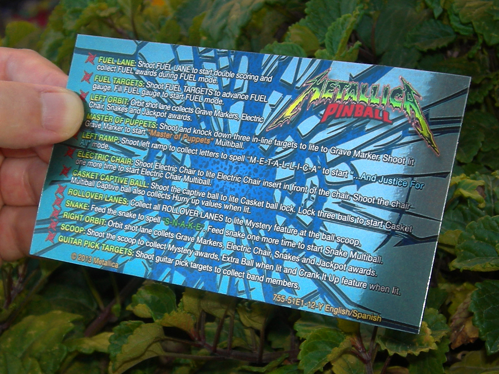 Metallica Custom Pinball Card Rules2 print2