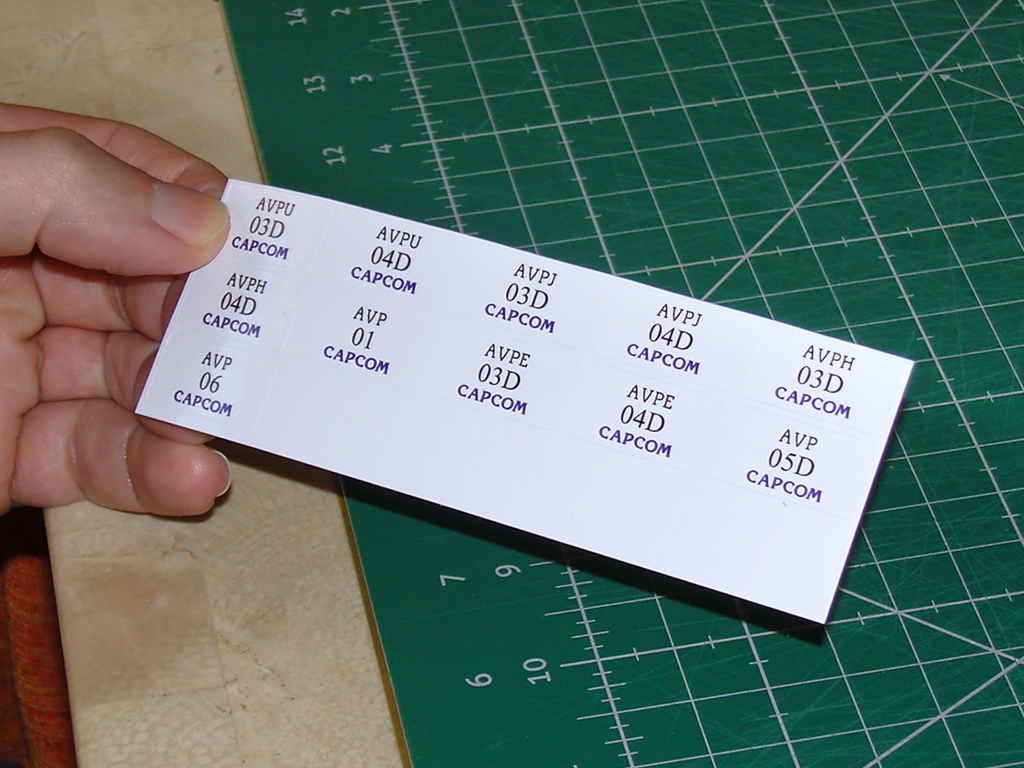 "ALIEN VS. PREDATOR CPS2 EPROM STICKERS FOR VERSION AVP, AVPU, AVPJ