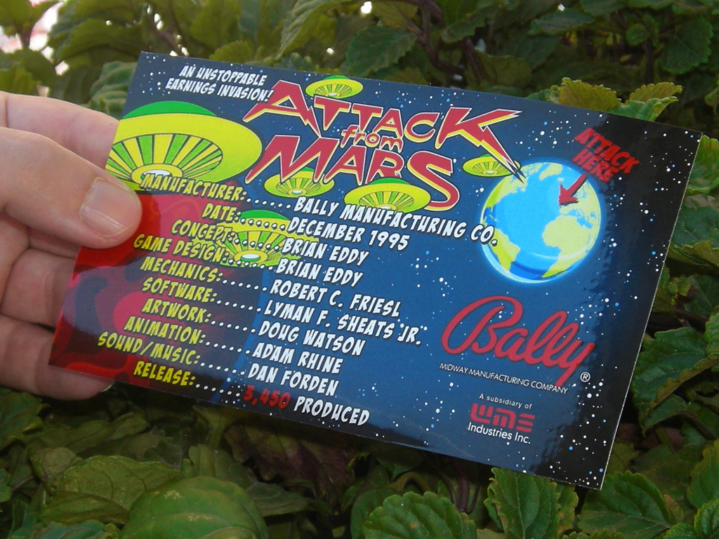 Attack From Mars Custom Pinball Cards - Crew print2c